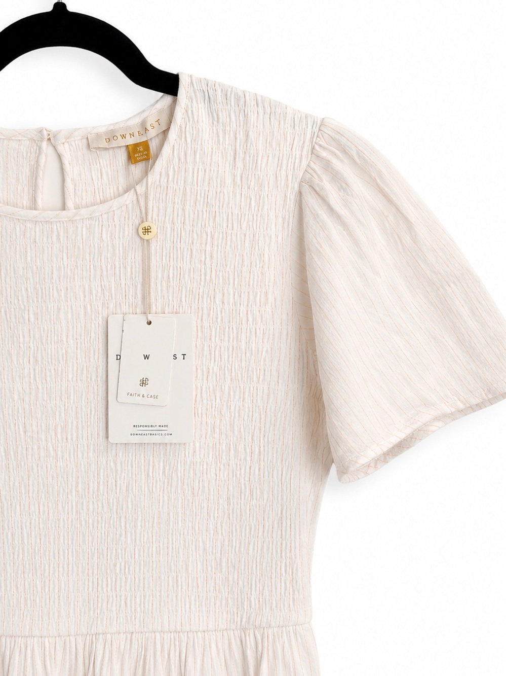 NWT Downeast Dreamscape Smocked Midi Dress Almond Buff Small